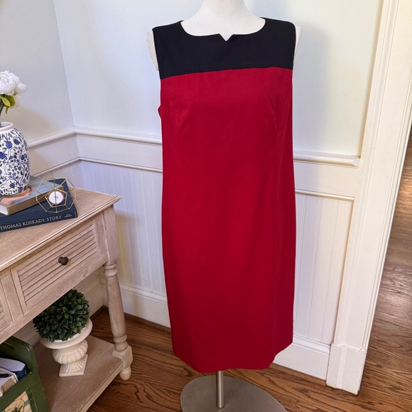 Pendleton Dresses & Skirts - Pendleton Red Black Colorblock Virgin Wool Sheath Dress Sleeveless Size 12 USA